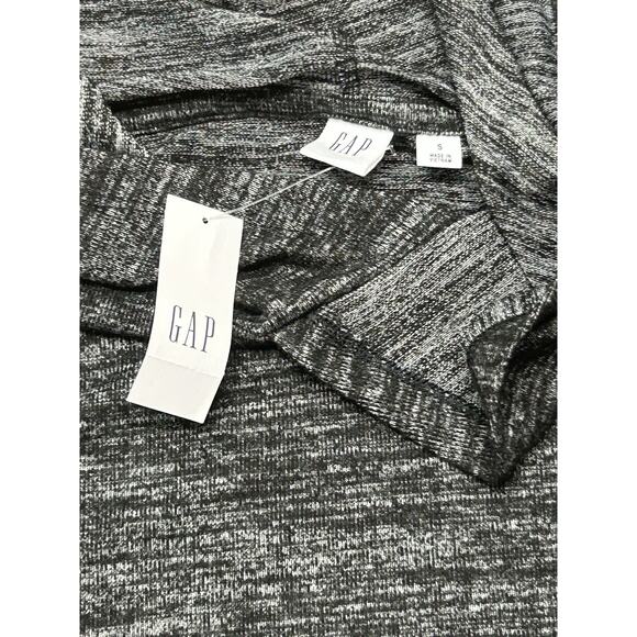 GAP Black-Gray Lightweight Hoodie Crewneck Long-Slv Stretchy Small New With Tags - Picture 8 of 16